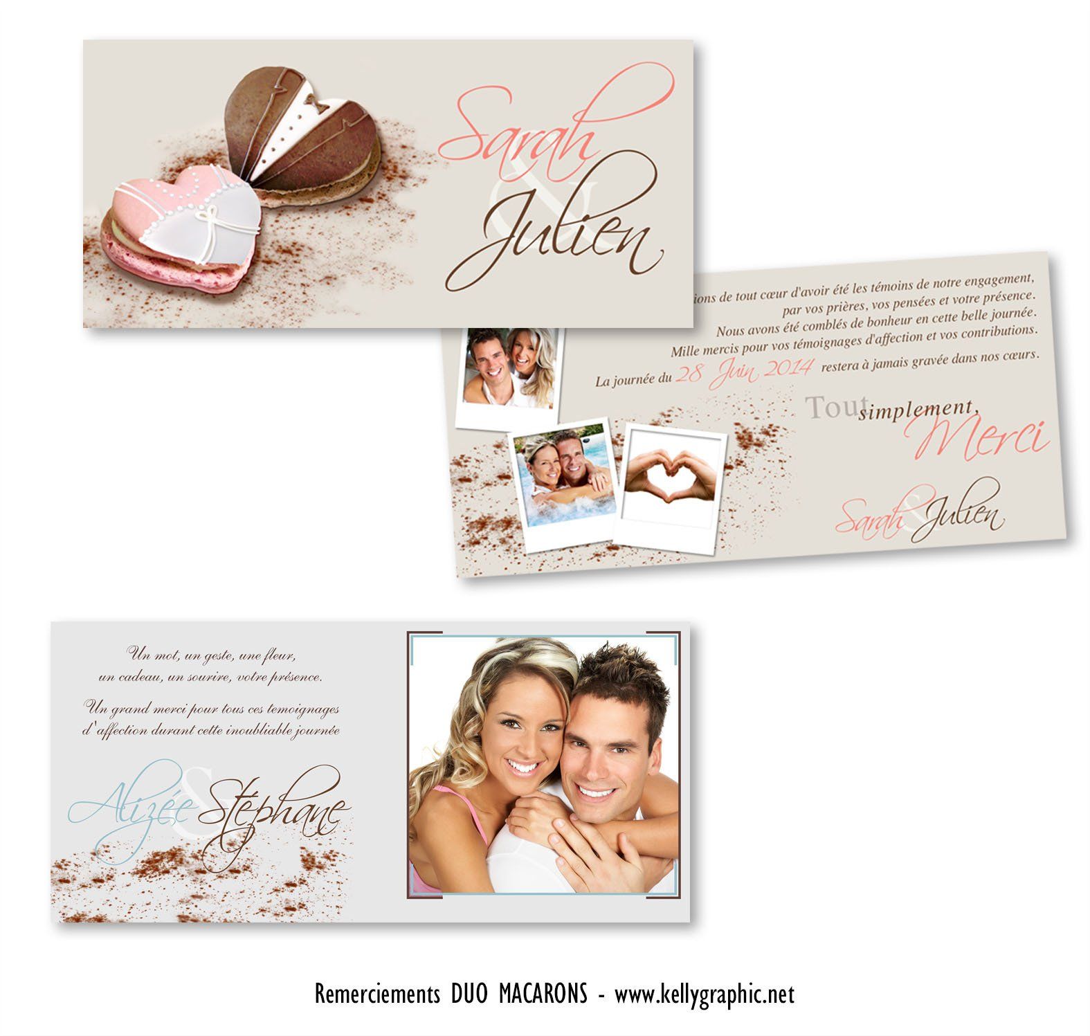 Remerciements mariage coeur macarons Remerciements mariage coeur macarons