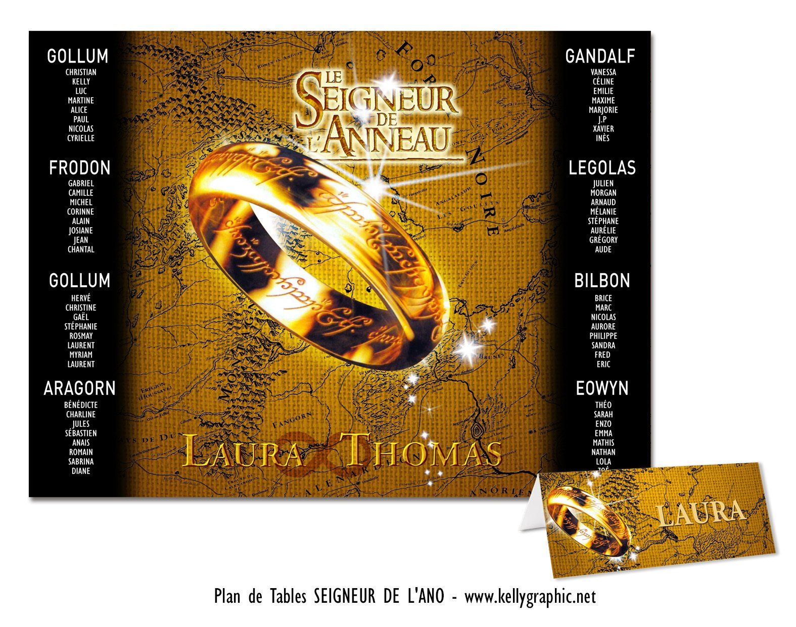 Plan de Table Mariage seigneur de l'anneau Plan de Table Mariage seigneur de l'anneau