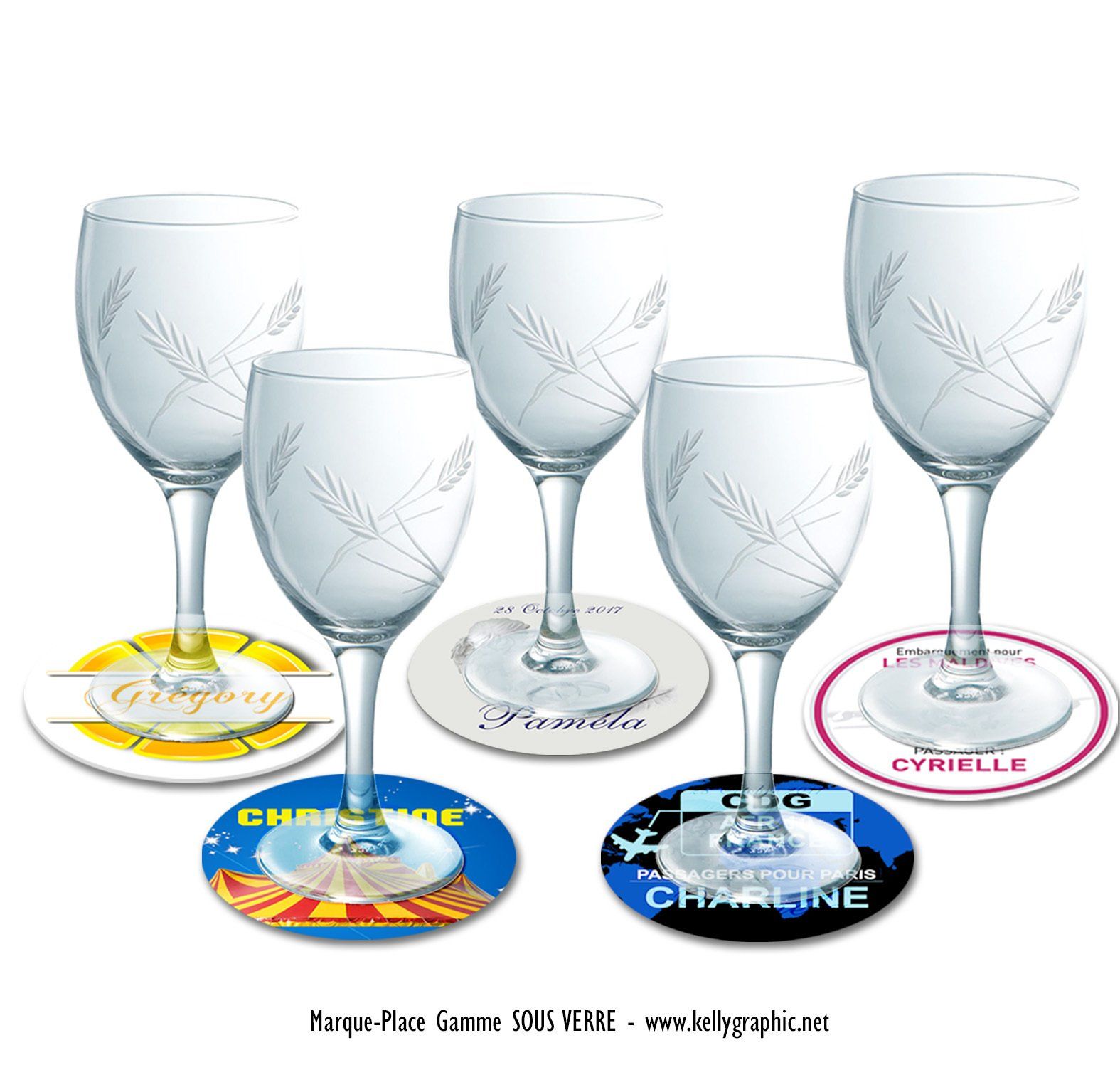 marque places personnalisés invités verre marque places personnalisés invités verre