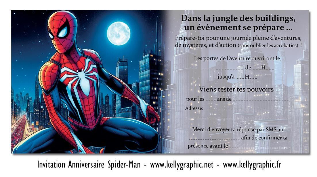 Carton invitation anniversaire Spider Man Carte anniversaire Spider Man