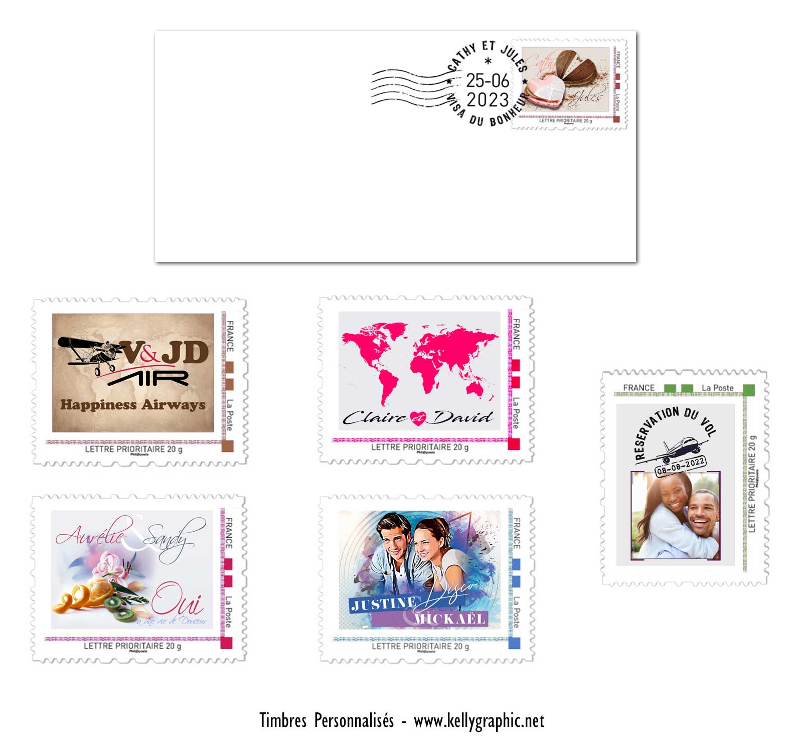 Timbres personnalisés de mariage Timbres personnalisés de mariage
