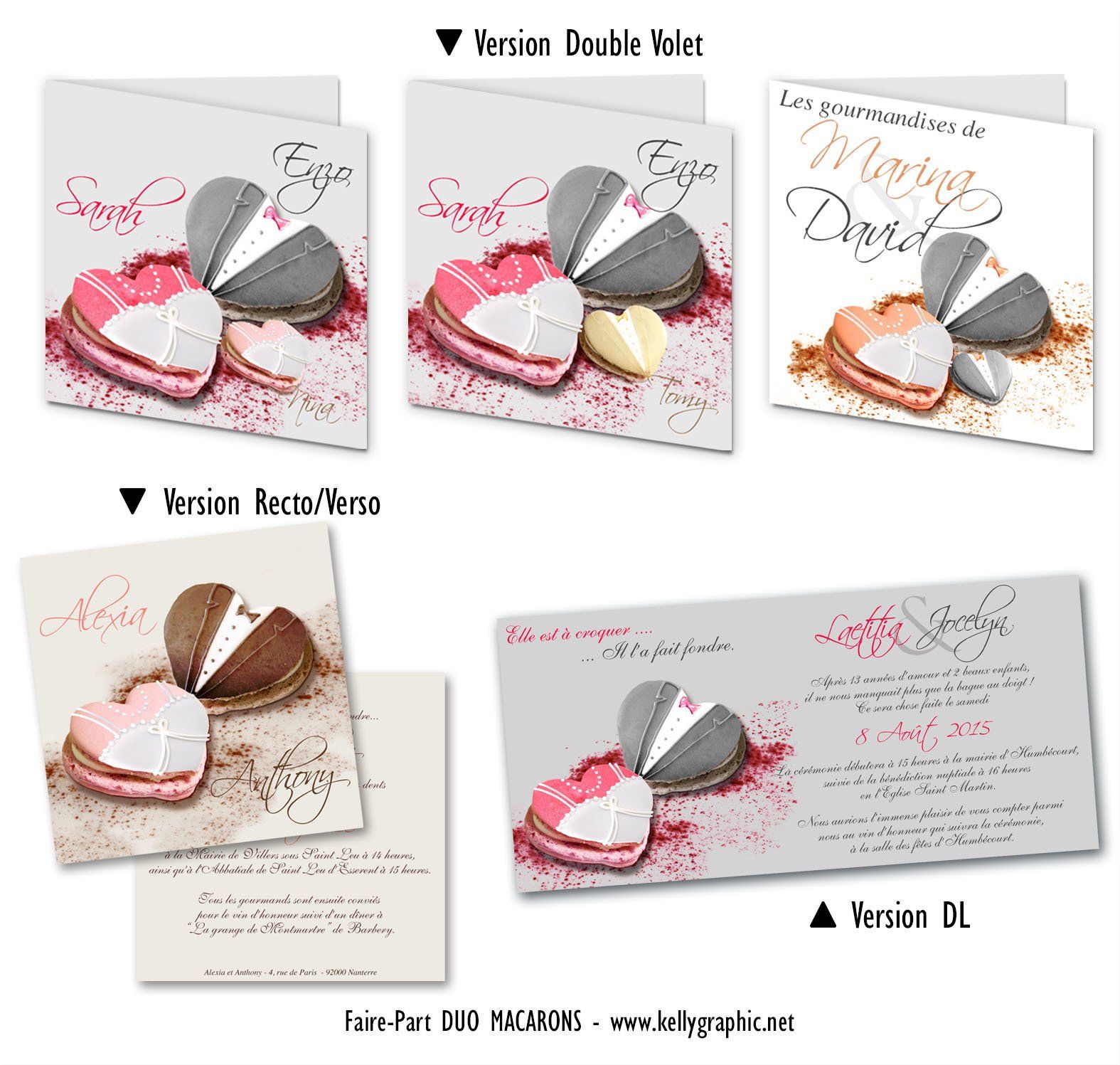 Faire-part Mariage, Coeur Macarons Faire-part Mariage, Coeur Macarons