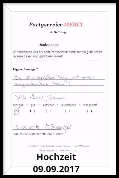 catering für hochzeit 09.09.17