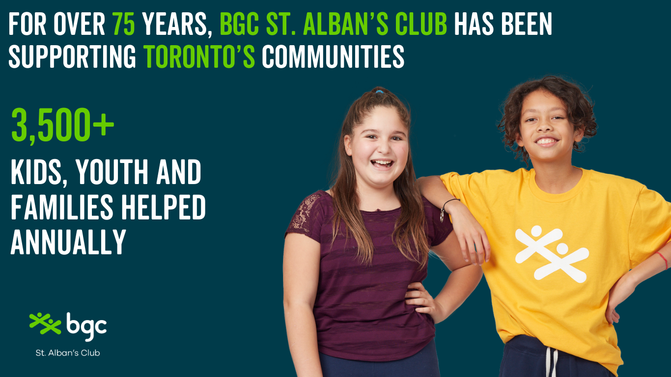 Over 75 Year, BGC St. Alban's Club has been creating opportunities for the children of Toronto: 3,500+ children, youth and families every year.