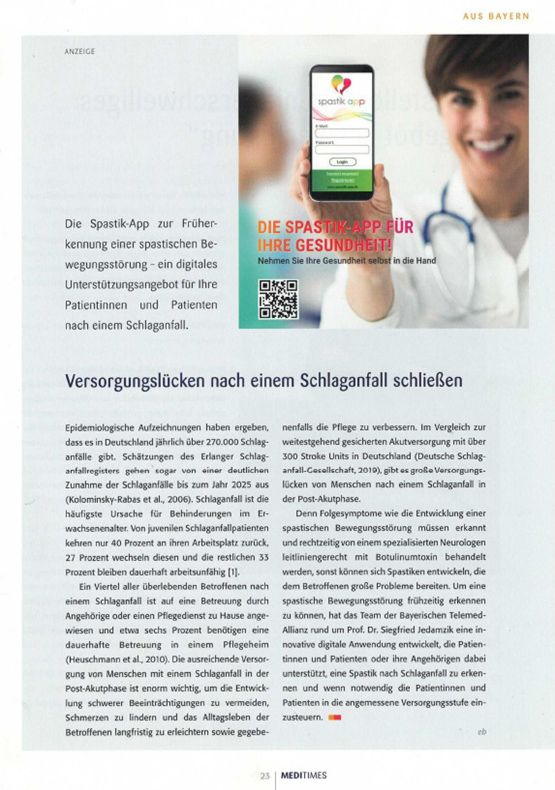 Die Spastik-App - Versorgungslücken nach einem Schlaganfall schließen Die Spastik-App - Versorgungslücken nach einem Schlaganfall schließen