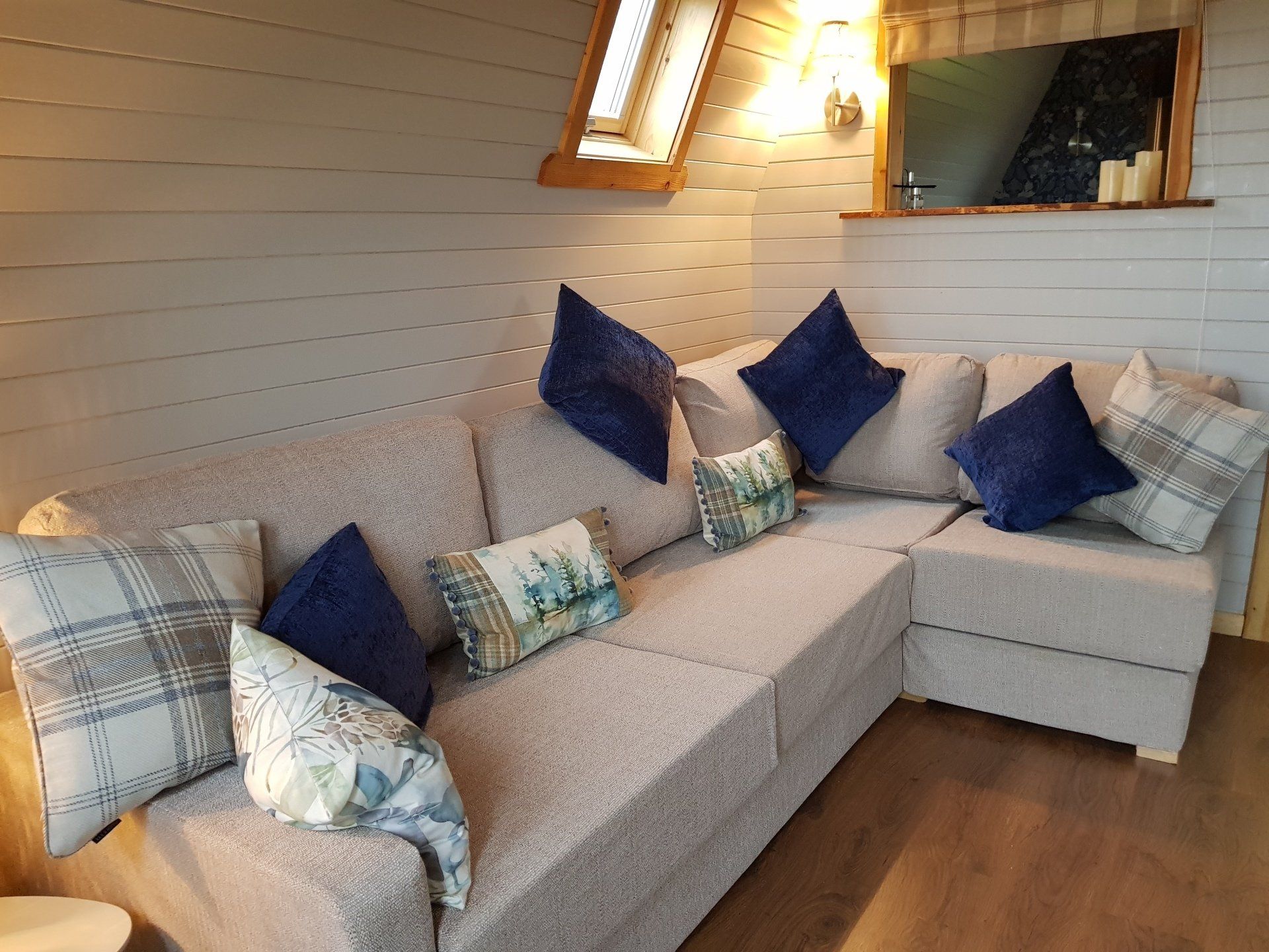 executive pod looking at full size settee