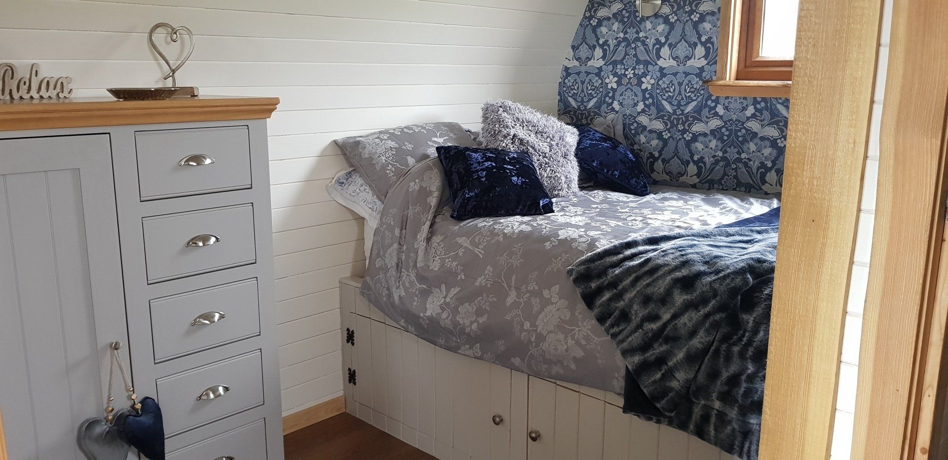 Our executive pod looking at the bed