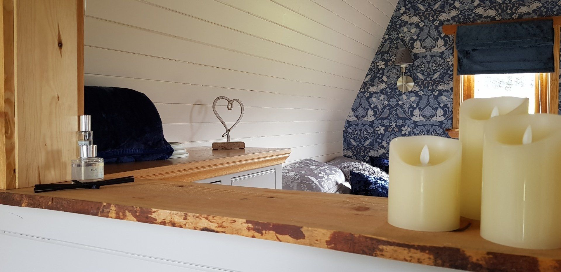 Inside executive pod looking towards bed