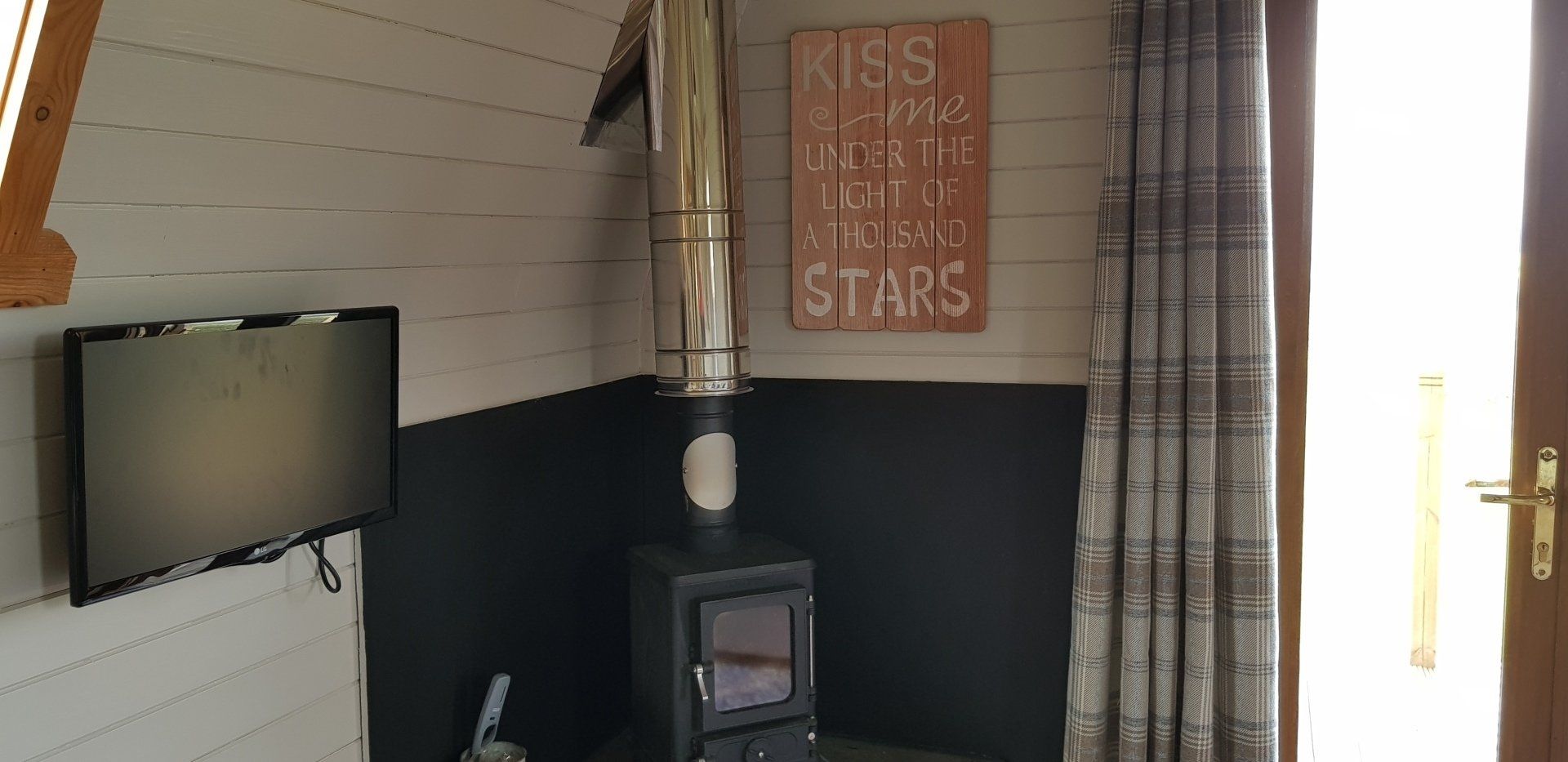 executive pod looking at log burner