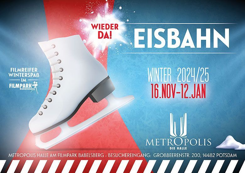 Die Eisbahn im Filmpark Babelsberg ist ab dem 16.November geöffnet. Eislaufen im Filmpark Babelsberg ab dem 16. November