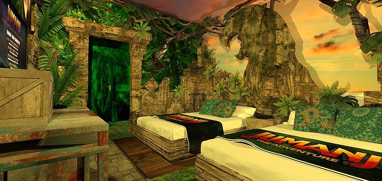 Gardaland-Hotel Jumanji-Zimmer Gardaland Jumanji-Zimmer mit jede Menge Utensilien.