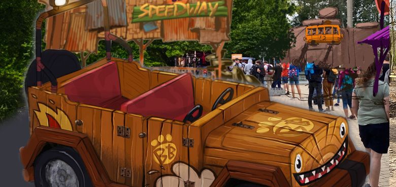 Der fliegende Greenville Bus und Blinkiy´s Seifenkisten kommen in den Holiday Park. Blinky's Seifenkisten und der Greenville Bus ab Sommer im Holiday Park