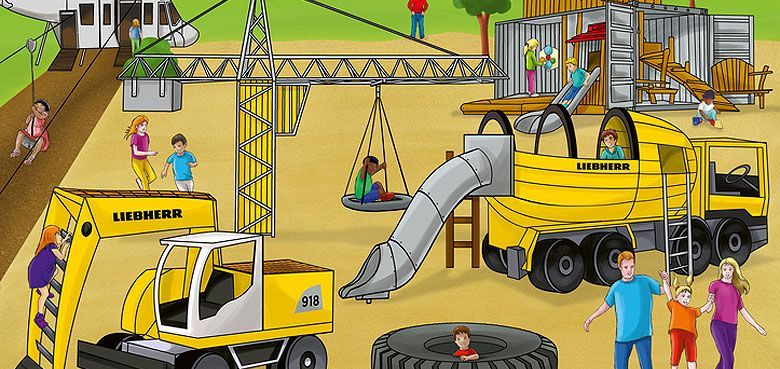 Liebherr Erlebnisspielplatz im Ravensburger Spieleland 2023 Ab 2023 im Ravensburger Spieleland der Liebherr Erlebnisspielplatz