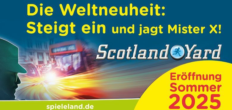 Ravensburger Spieleland die Weltattraktion 2025. Scotland Yard zieht als interaktive Fahrattraktion ins Ravensburger Spieleland ein.