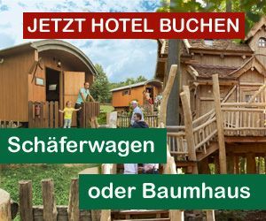 Übernachten im Erlebnispark Tripsdrill im Baumhaus oder Schäferwagen.