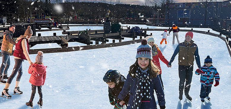 Eislaufen auf der neuen Eisfläche im WinterWonder LEGOLAND: Beim WinterWonder LEGOLAND können die Gäste auf der neuen Eisfläche eislaufen.