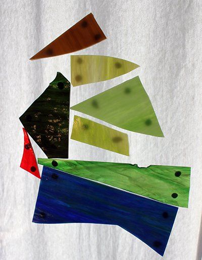 Art'lekin-vitrail traditonnel sur mesure-début du projet - sélection de couleurs