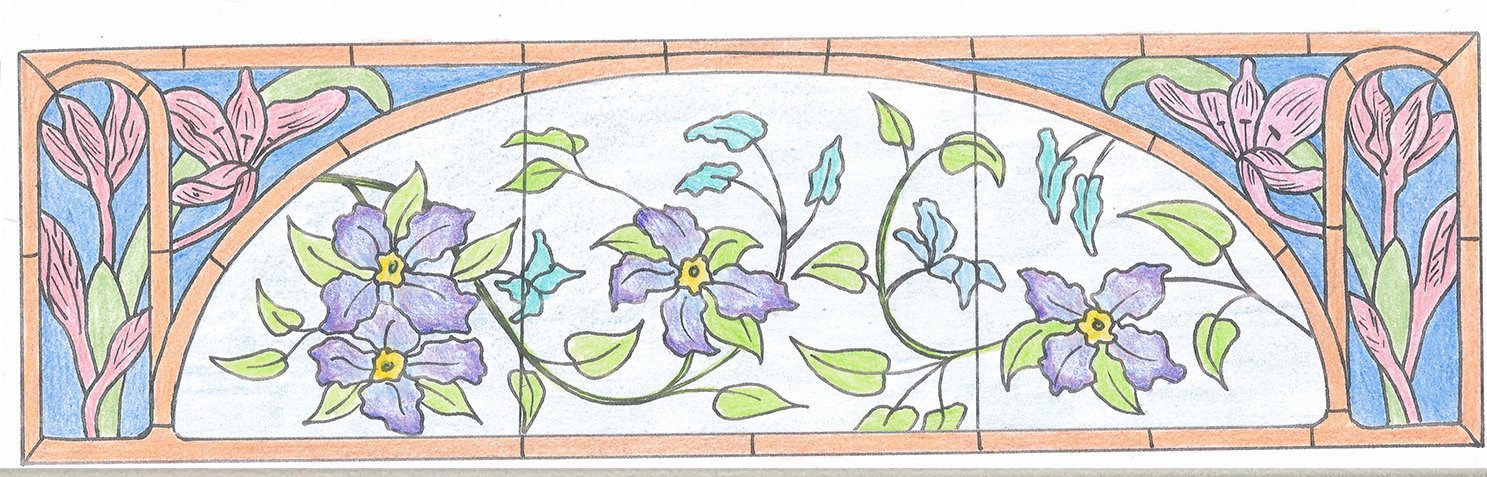 Art'lekin-Vitrail traditionnel-Imposte-Maquette fleur Art'lekin-Vitrail traditionnel-Imposte-Maquette fleur