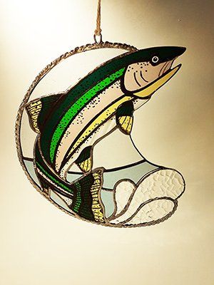 Art'lekin, suspension en verre, truite, cadeau personnalisé