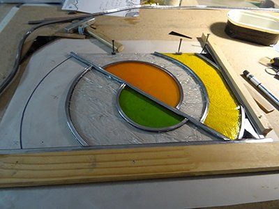 Art'lekin, vitrail, technique traditionnelle, Suite du montage