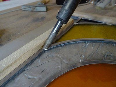 Art'lekin, vitrail, technique traditionnelle, Brasure à l'étain