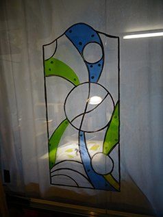 Art'lekin, vitrail sur-mesure pour porte de meuble, Galaxie, technique traditionnelle, étape, Visualisation des couleurs