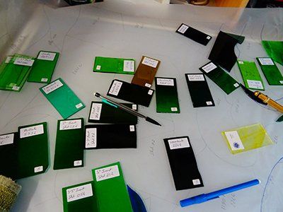 Art'lekin, vitraux sur-mesure, Lac bleu, traditionnel, Tiffany,étape