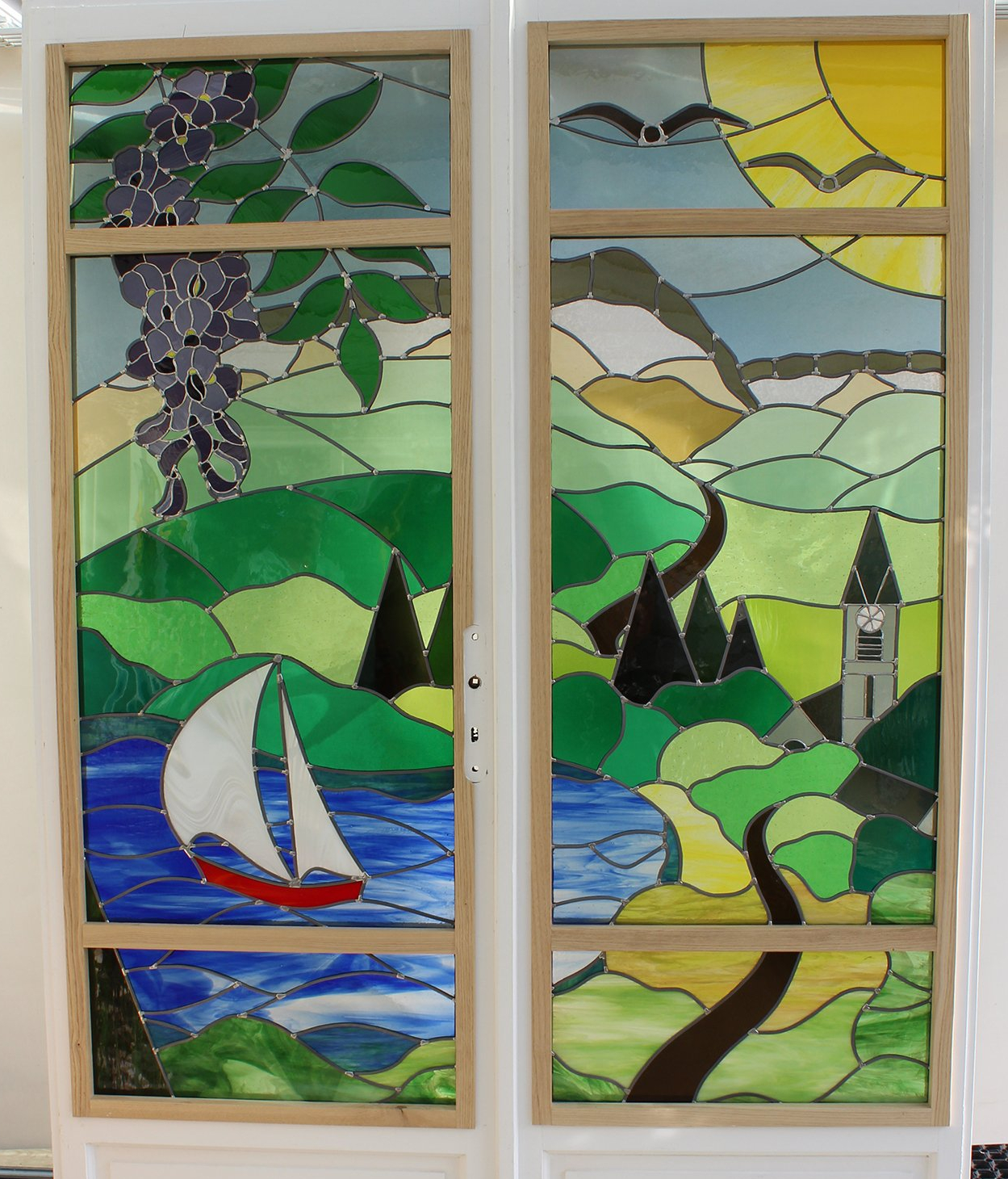 Art'lekin-vitrail traditionnel-Lac bleu