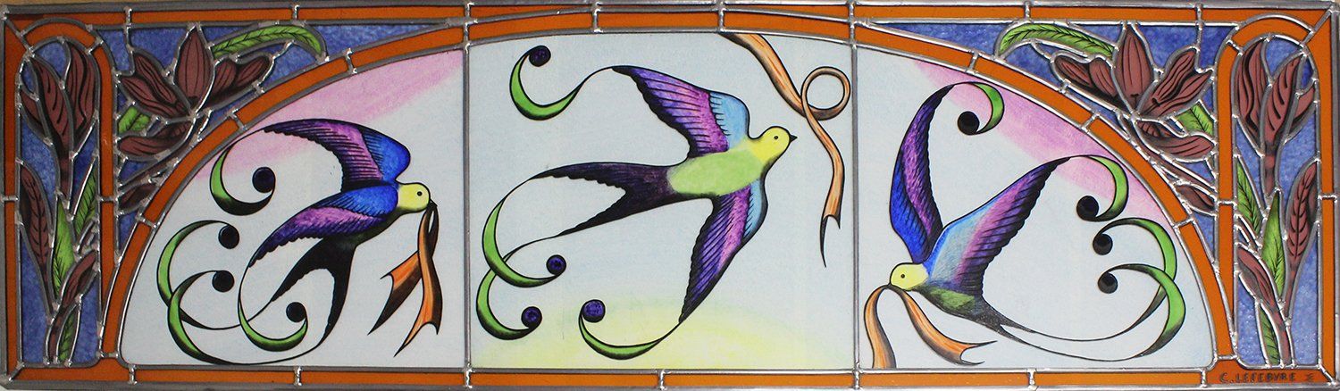 Art'lekin-Vitrail traditionnel-Imposte-Maquette oiseaux Art'lekin-Vitrail traditionnel-Imposte-Maquette oiseaux