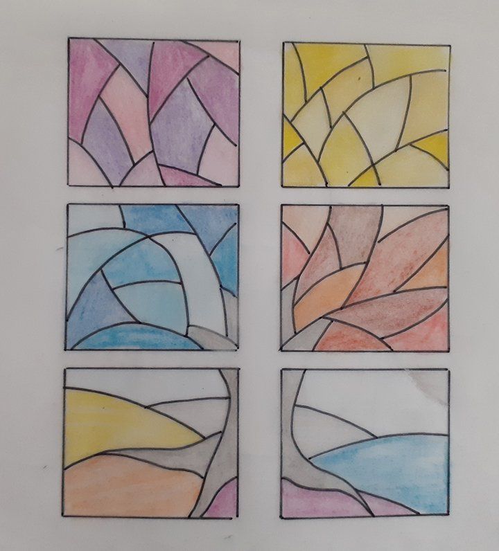 Art'lekin-Vitrail Tiffany-L'arbre des saisons-Maquette