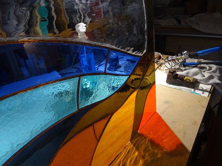 Art'lekin-vitrail-Tiffany-arbre des saisons-brasure