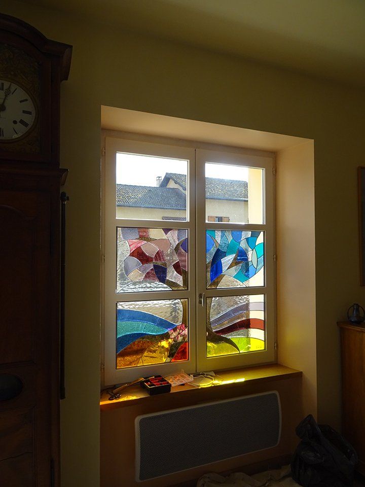 Art'lekin-Vitrail Tiffany-L'arbre des saisons-pose 4 panneaux