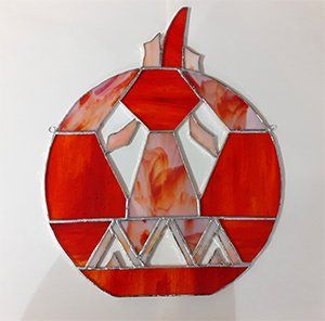 Initiation vitrail, Citrouille réalisée par Sylvie en technique Tiffany