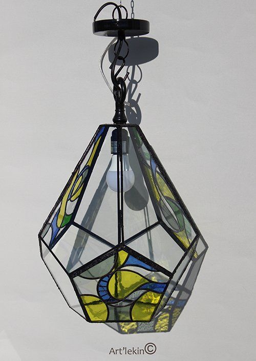 Luminaire à suspendre Art'lekin en technique Tiffany