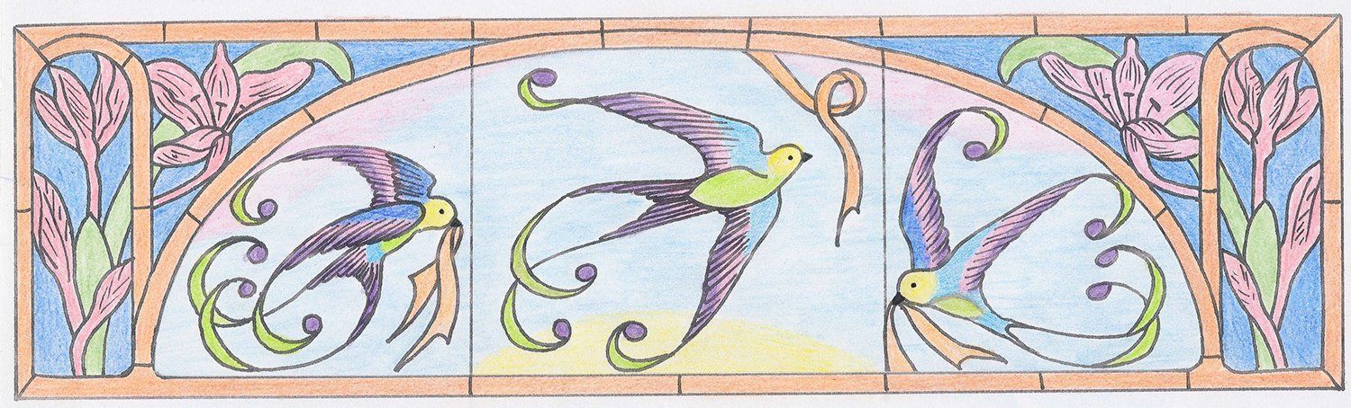 Art'lekin-Vitrail traditionnel-Imposte-Maquette oiseaux Art'lekin-Vitrail traditionnel-Imposte-Maquette oiseaux