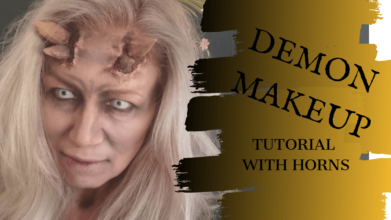 how to demon devil makeup halloween makeup with realistic DIY horns