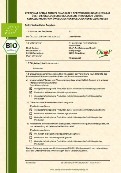 Zertifizierung Bio nach EG Öko Verordnung Zertifizierung Bio nach EG Öko Verordnung
