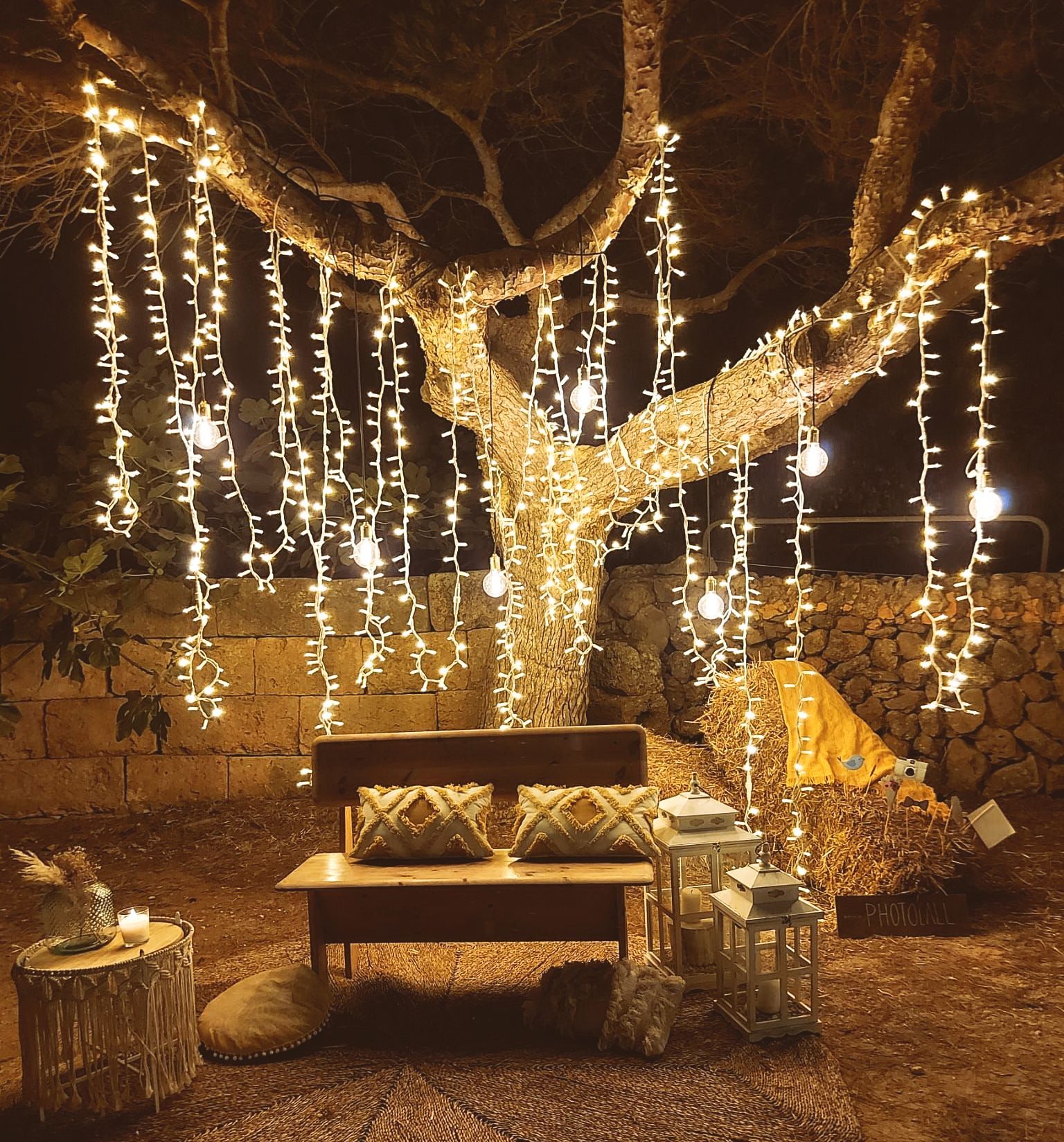 edison vintage lighting garland wedding in menorca dj