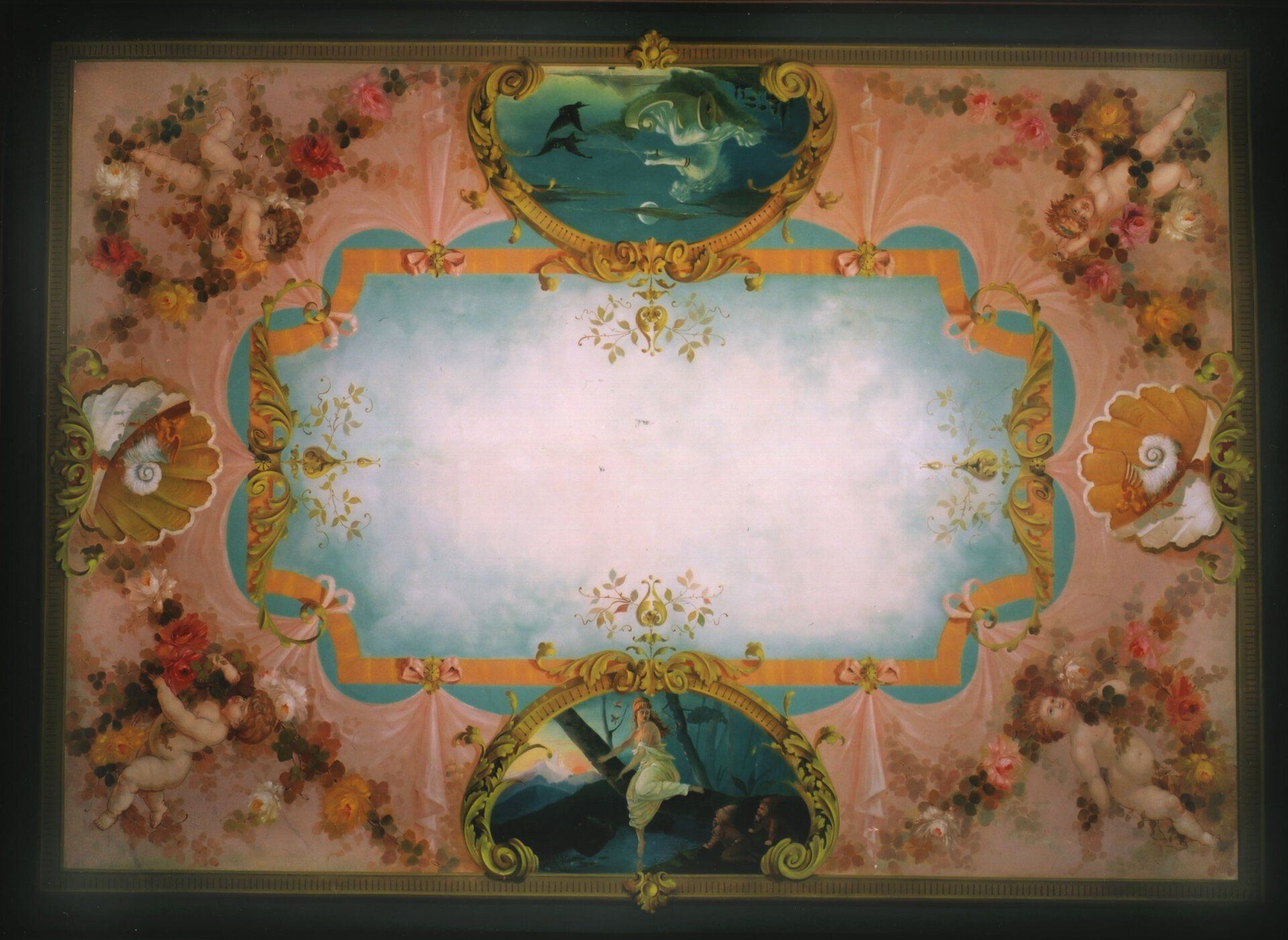 Elsbethstraße 12 Deckenmalerei fertig restauriert Schlafzimmer