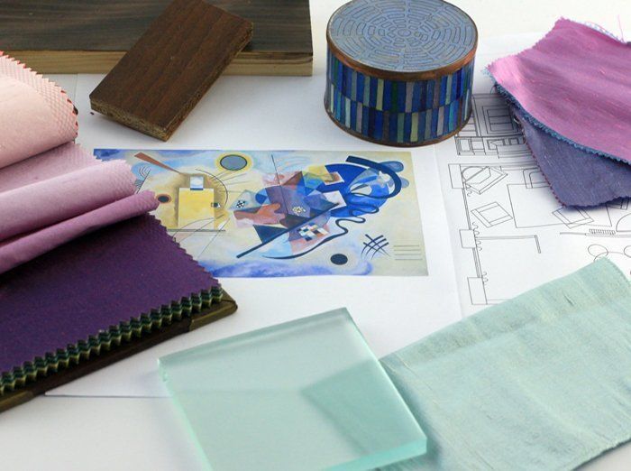 échantillons tissu violet plan