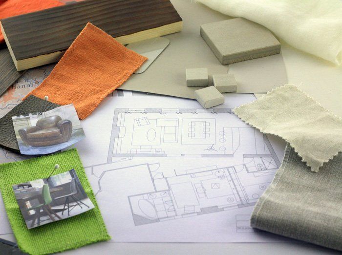 plan échantillons tissus colorés