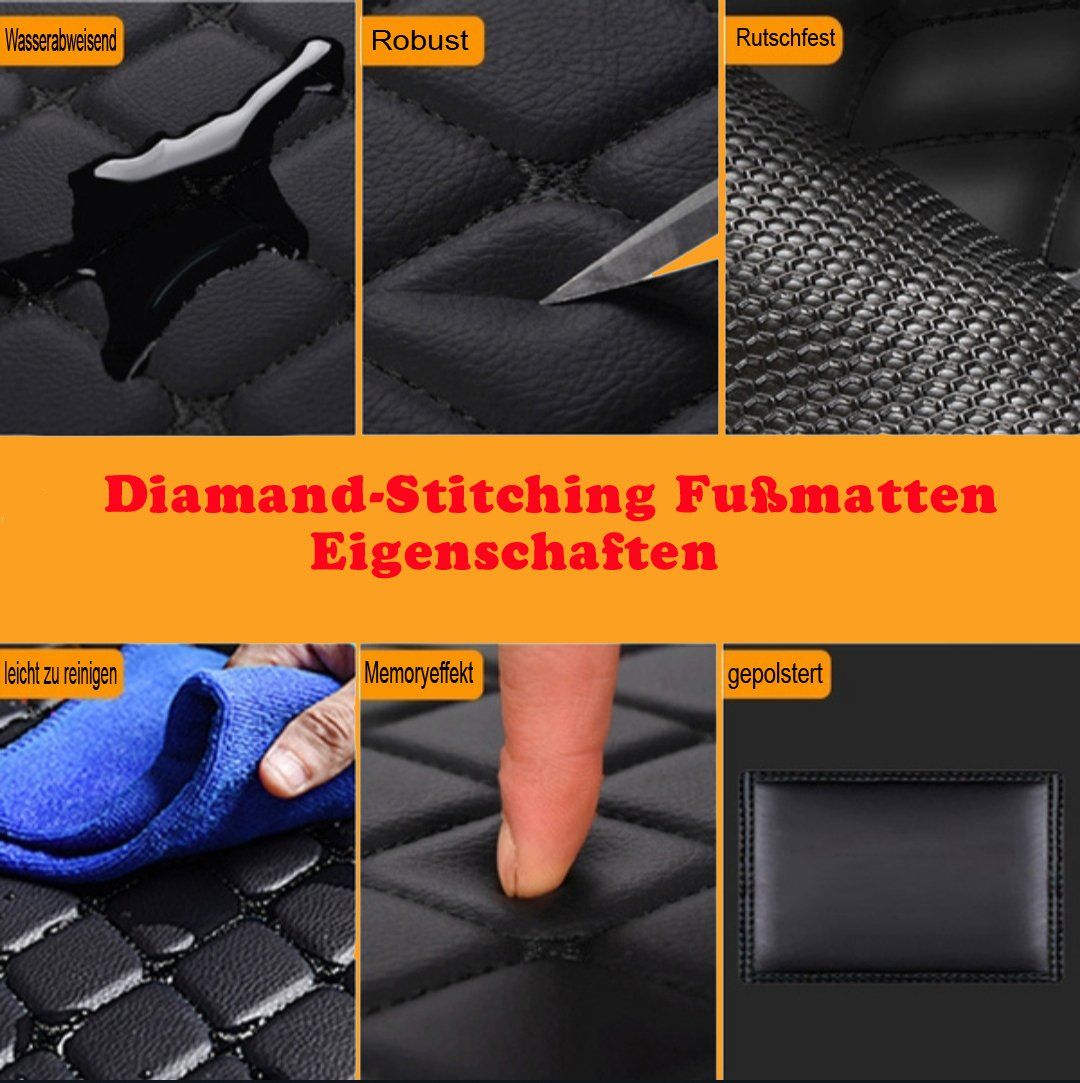 Diamond Stitching Fußmatten Memory Effekt Material Diamond Stitching Leder Auto Fußmatten