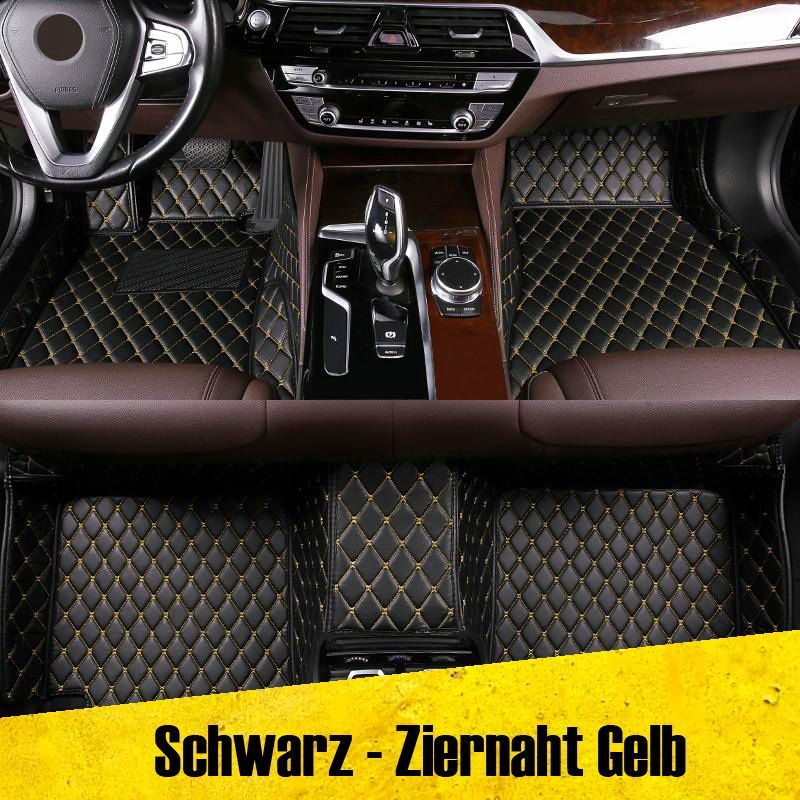 Auto Fußmatten Autofußmatten Diamond Stitching Fußmatten schwarz gelb