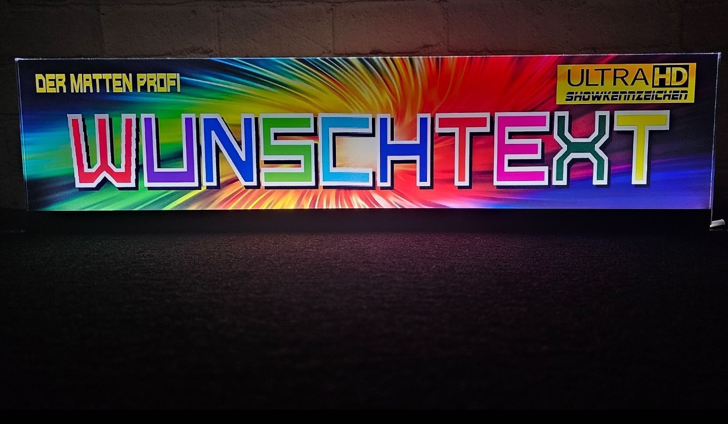 Namensschild mit Beleuchtung, Lkw Schild, Showkennzeichen, Leuchtschild,