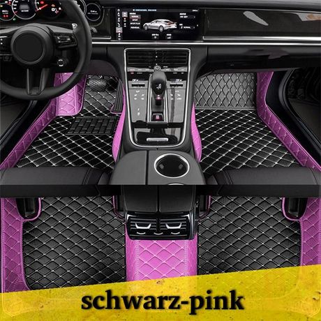 Auto Fußmatten Autofußmatten Diamond Stitching Fußmatten schwarz pink