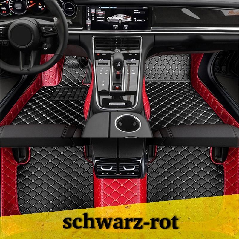 Auto Fußmatten Autofußmatten Diamond Stitching Fußmatten schwarz rot