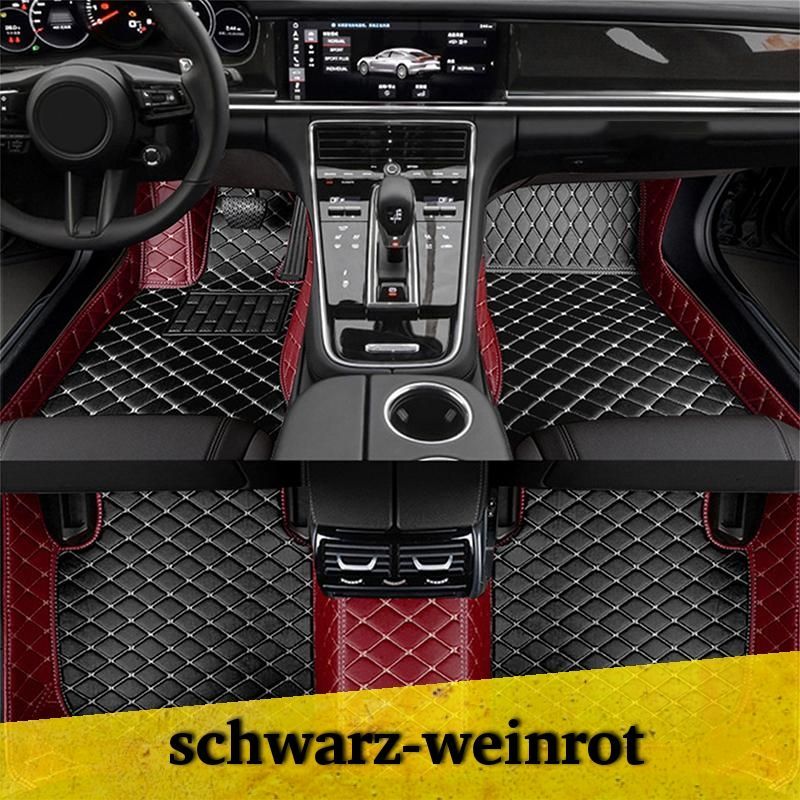 Auto Fußmatten Autofußmatten Diamond Stitching Fußmatten schwarz weinrot