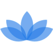 blaue Lotosblüte changierend, Logo von MIND & YOGA Privatpraxis für Psychotherapie Daniela Ferrando Ramirez praxisferrando.de