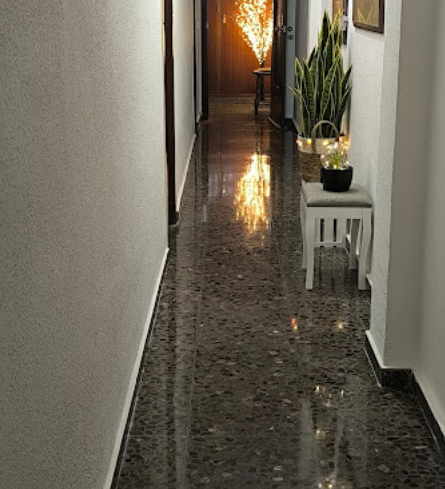 Suelo de terrazo pulido con máquina pulidora March