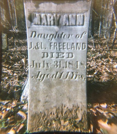 Gravestone of Mary Ann Freeland